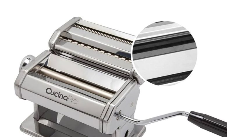 Homemade pasta being made with CucinaPro Deluxe Pasta Machine