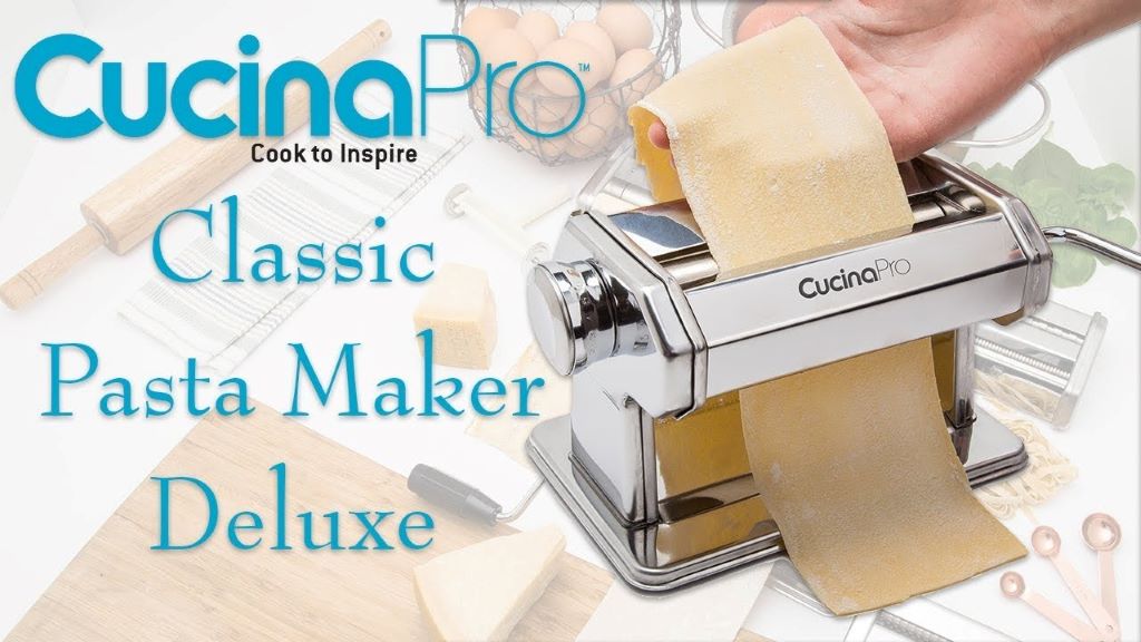 CucinaPro Pasta Machine Deluxe Set unboxed with all components displayed