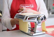 Fresh pasta being made with the iconic Imperia pasta maker.