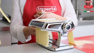 Fresh pasta being made with the iconic Imperia pasta maker.
