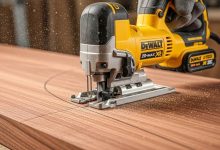 DEWALT 20V MAX XR jig saw to make curved cuts in hardwood plank