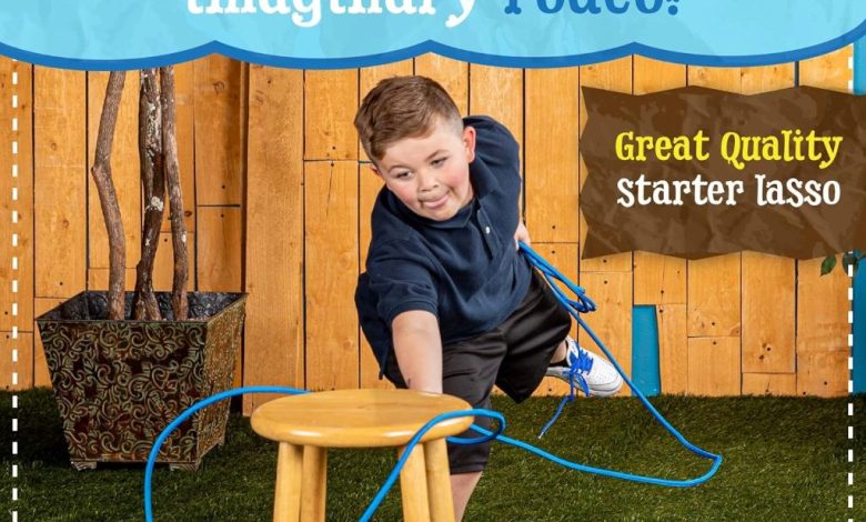 Close-up of kid-friendly Lil Lariat rope showing loop and braided texture.