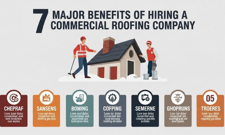 Commercial roofing company installing flat roof system