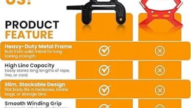 Black trotline winder used as a catfish line reel during fishing setup