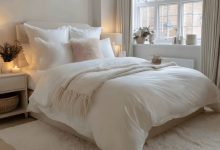 Cozy bedroom with budget-friendly bedding designed for comfort and elegance
