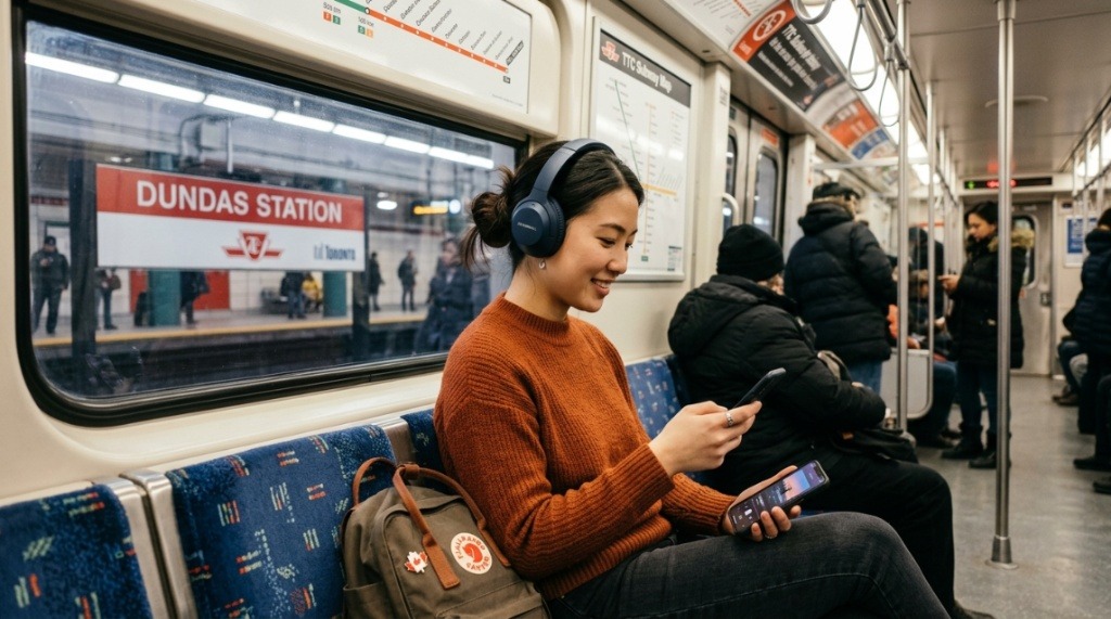 Smartphone screen displaying discount prices for over-ear headphones.