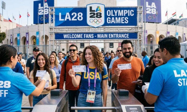 Fans entering the LA28 Olympic venue with official tickets for the 2028 Los Angeles Olympic Games
