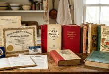 Vintage Cooking Club of America membership materials and cookbook collection
