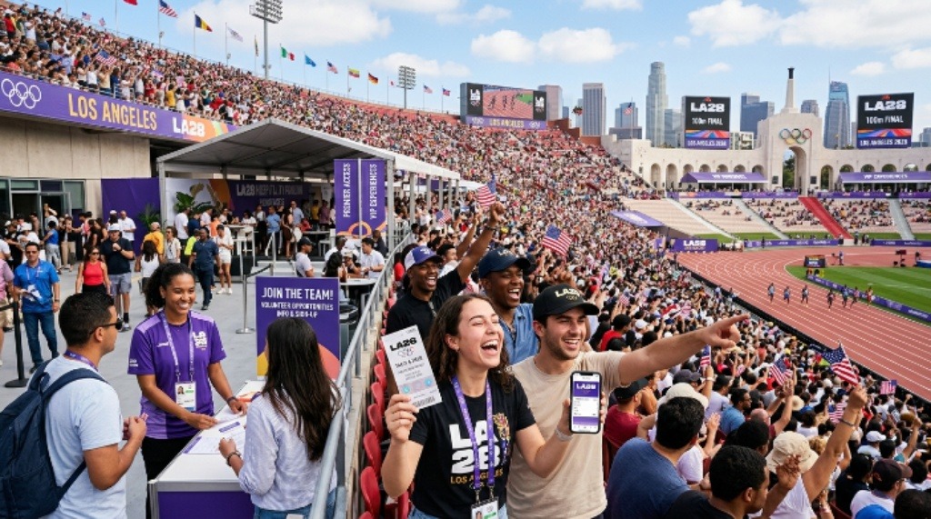 Spectators enjoying an Olympic event at LA28 with ticket, hospitality, and volunteer opportunities