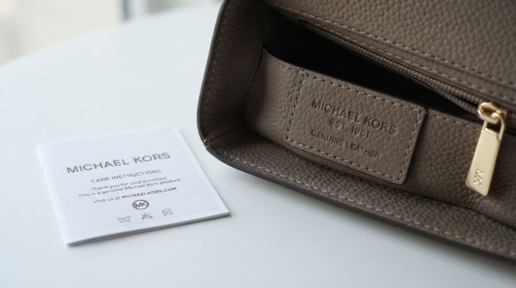 Checking a Michael Kors bag for authenticity details