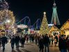 Carowinds WinterFest holiday lights and decorations at night
